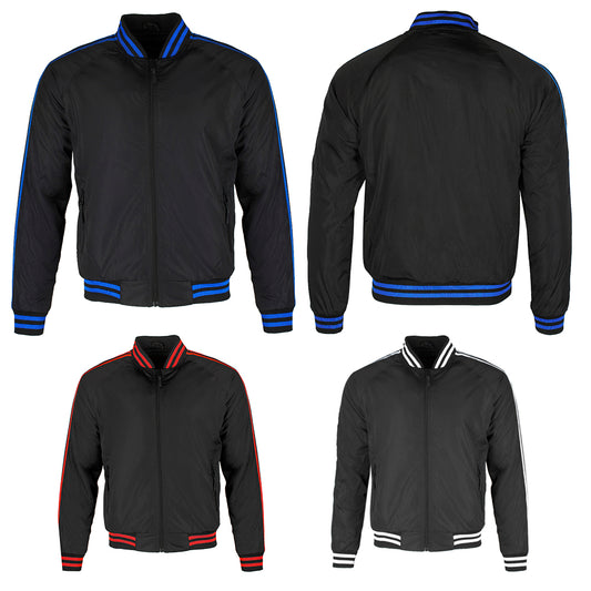 Maximos Men's Tony Stripe Trim Zip Up Bomber Jacket