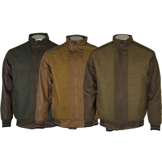 Maximos Men's Jacket Two Tone Full Zip Up Warm Rib Knit Cuffs Snap Pocket Coat