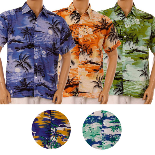 Men's Hawaiian Tropical Shirt Summer Aloha Beach Party Button Casual Loose Fit