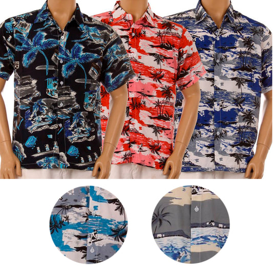 Men's Hawaiian Tropical Shirt Summer Aloha Beach Party Button Casual Loose Fit