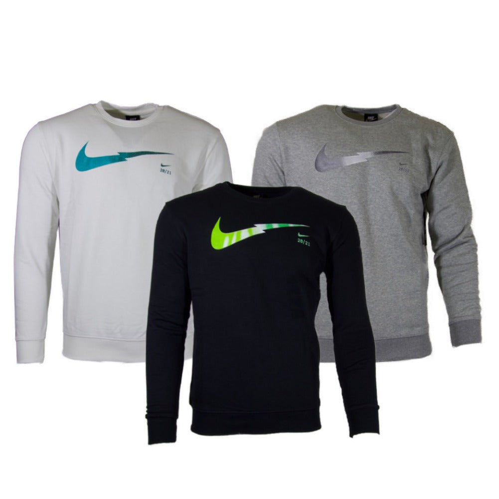 Nike Men's Sweatshirt Zigzag Logo French Terry Long Sleeve Pullover Sweater Top
