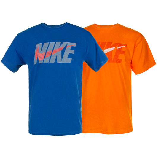 Nike Men's Athletic Wear Regular Striped Logo Swoosh Graphic Active Gym T-Shirt