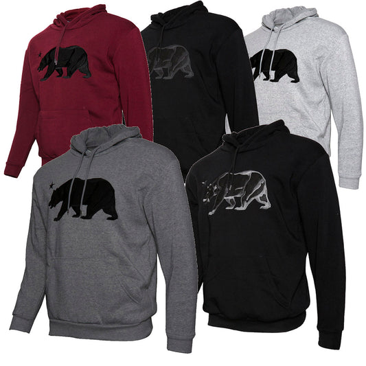 Mens Sweatshirt Pullover Hoodie Embroidered Bear Long Sleeve Pocket Sweater