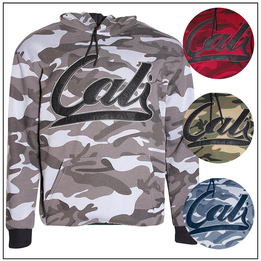 Men's Camo Embroidered Hoodie Casual Fit Sweater Cali
