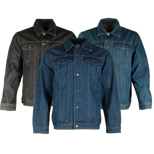 Oscar Jeans Men's Pocket Basic Washed Denim Trucker Jacket