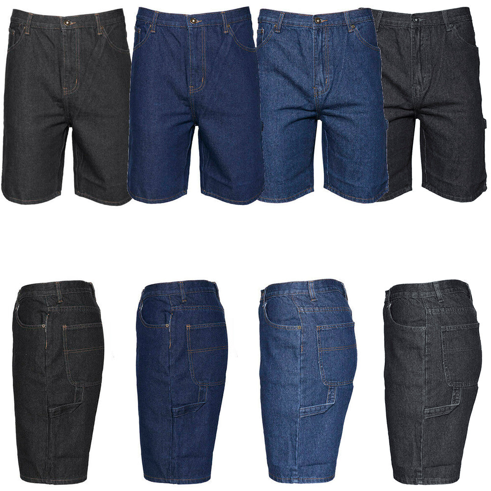 Men's Denim Jean Shorts Casual Carpenter Style Relaxed Fit Quality Cotton