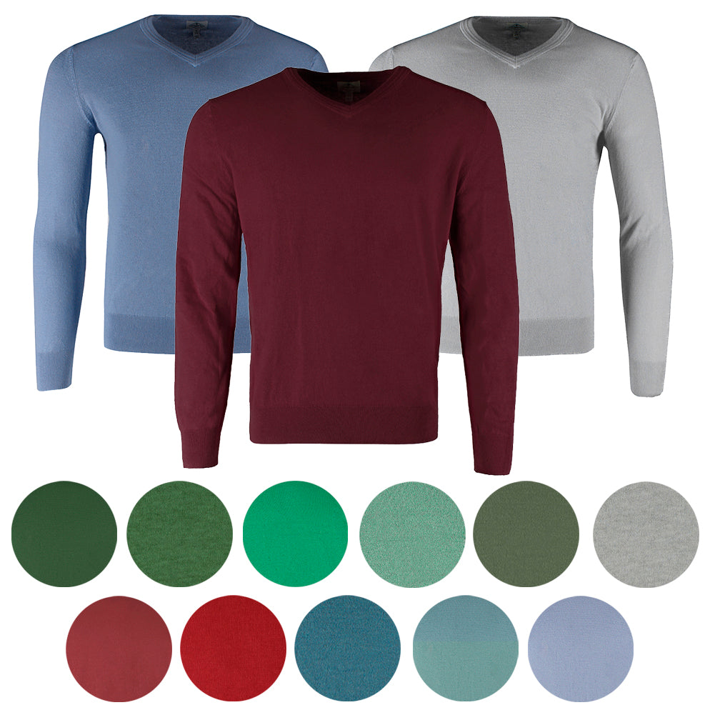 St John's Bay Men's Long Sleeve V Neck Solid Cotton Pullover Sweater