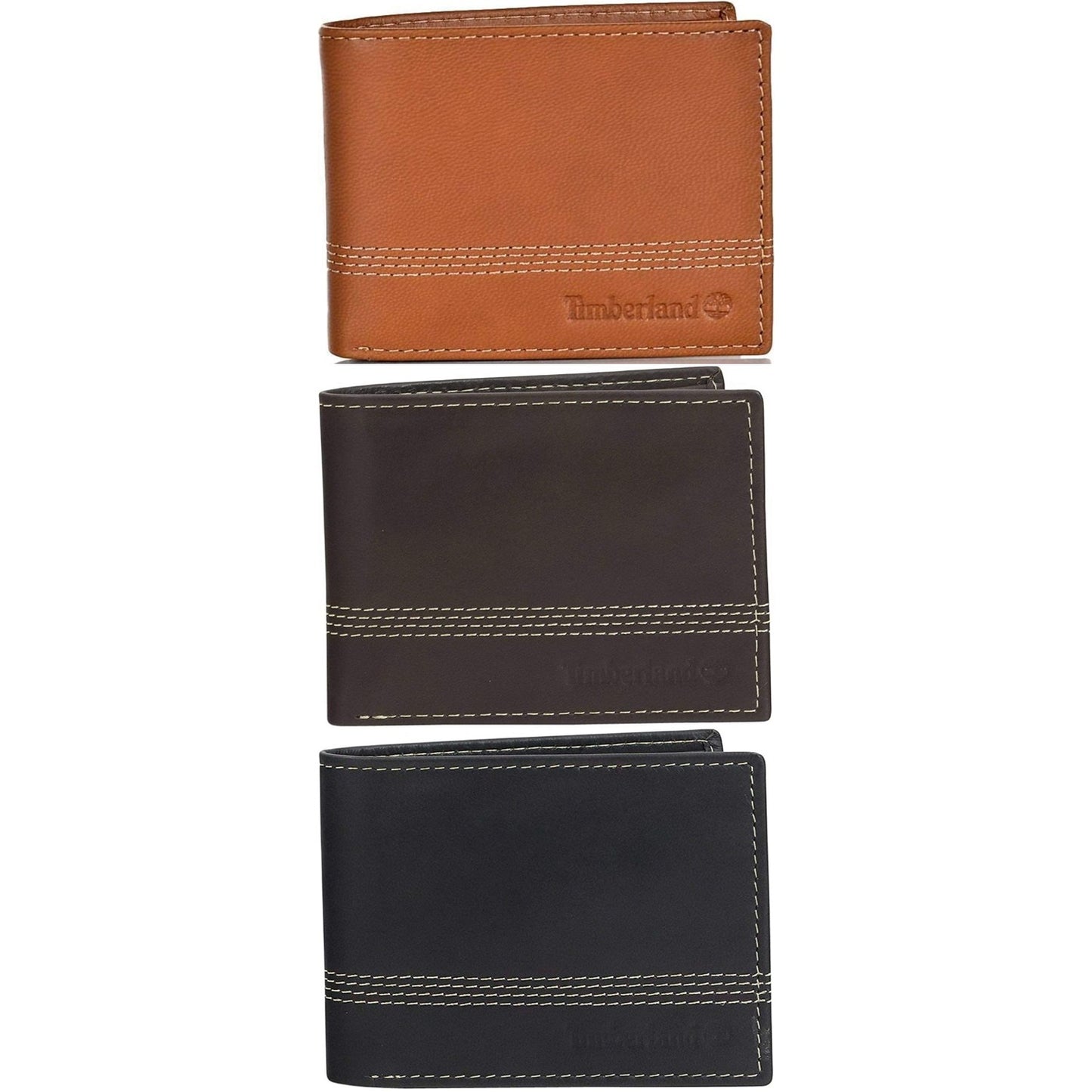 Timberland Men's Wallet Leather Cloudy Quad Stitched Bifold Wallet D01389