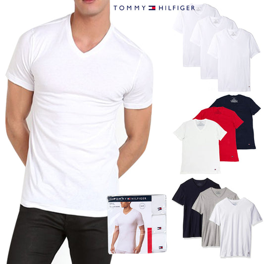 Tommy Hilfiger Men's T-Shirt 3 Pack Cotton Stretch Classic V-Neck Tee 09T3149
