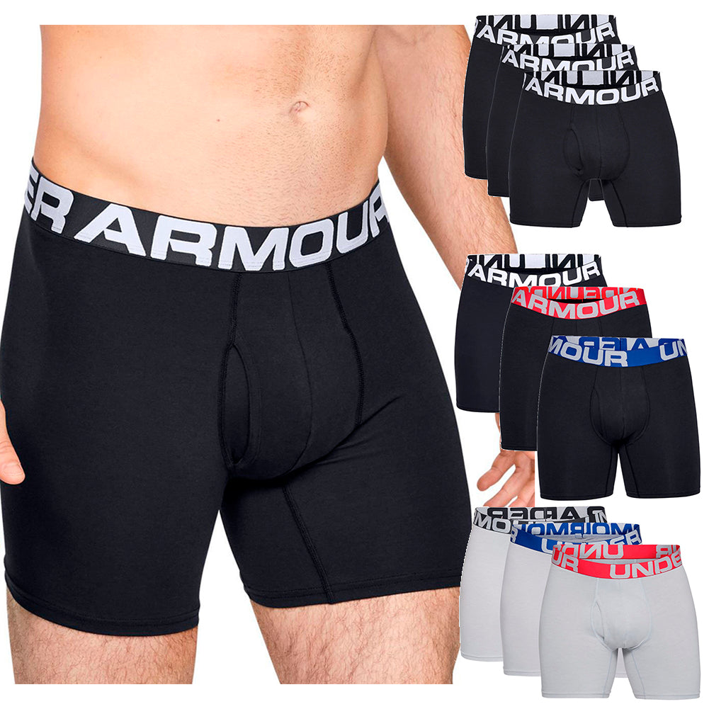 Under Armour Men's Charged Cotton Boxerjock 6-Inch Boxer, 3 Pack 1327426