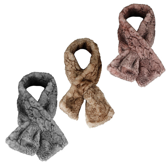 Very Moda Women's Trimmed Faux Fur Snake Print Scarf No Size