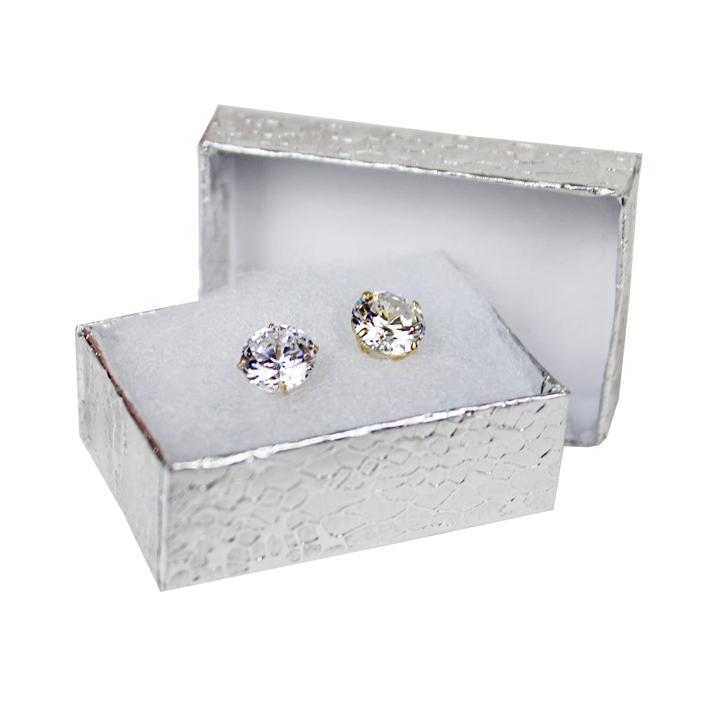14K Gold Cubic Zirconia CZ Stud Earrings in Basket Setting