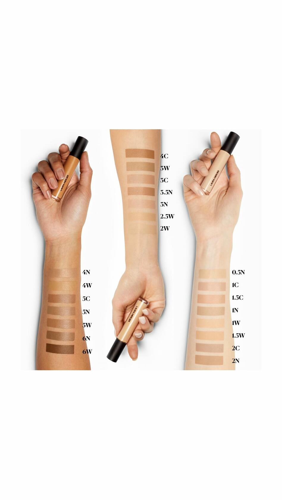 Laura Mercier Women's Flawless Fusion Concealer, 5C - Deep with Cool Undertones, Tan, Brown, 0.23 Ounce