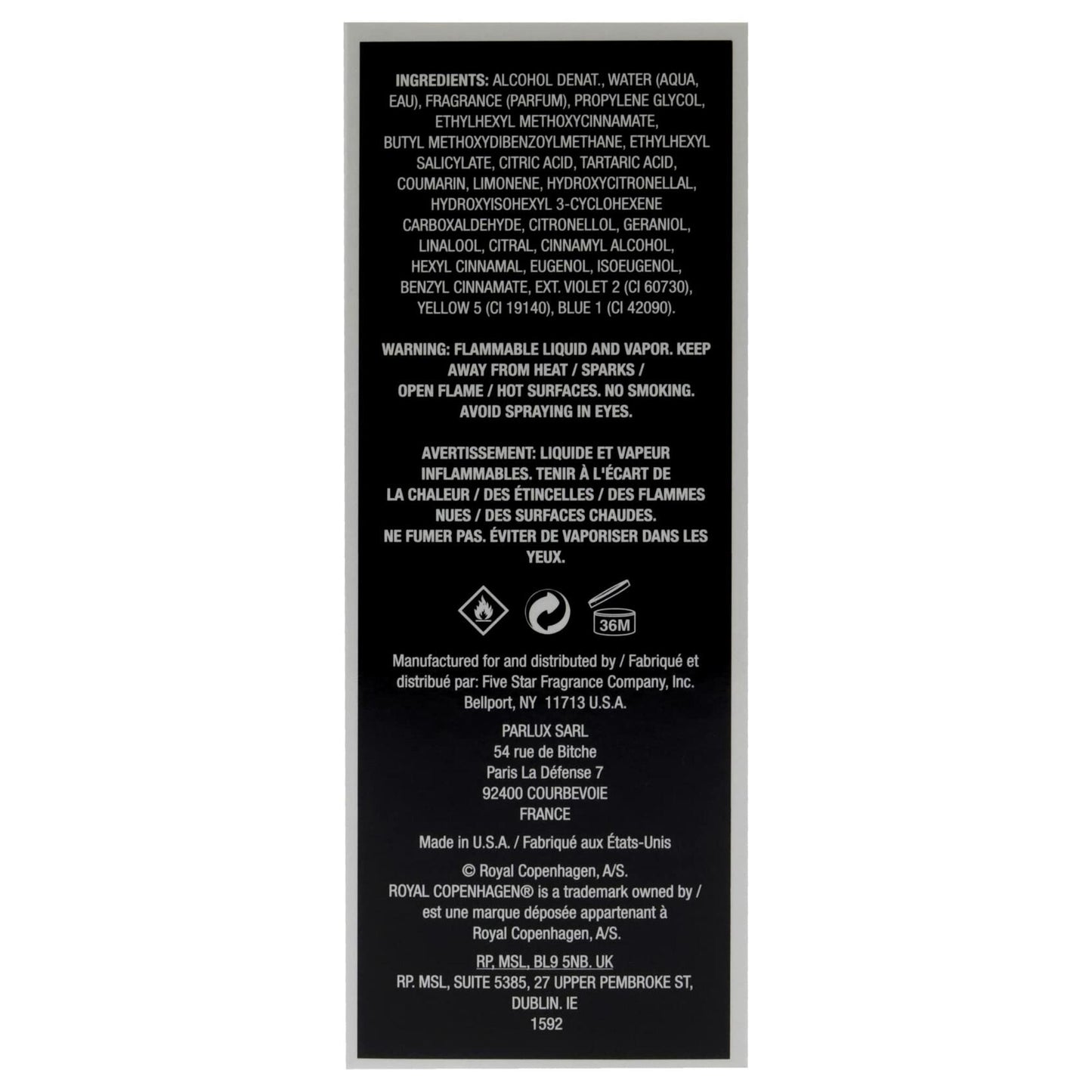 Royal Copenhagen Musk Eau de Cologne Spray for Men, 3.3 oz