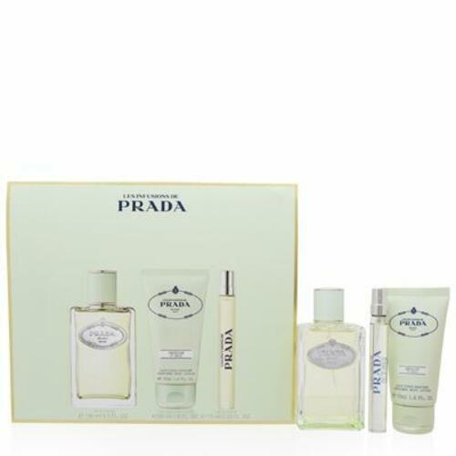 Prada Infusion d'Iris 3-Pcs Gift Set (Eau de Parfum Spray 3.4 Fl Oz + Body Lotion 1.7 Fl Oz + Eau de Parfum 0.34 Fl Oz)