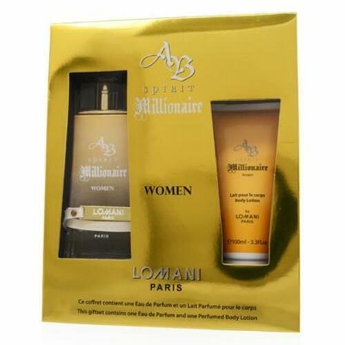 AB Spirit Millionaire by Lomani for Men - 2 Pc Gift Set 3.4oz EDP Spray, 3.4oz Body Lotion