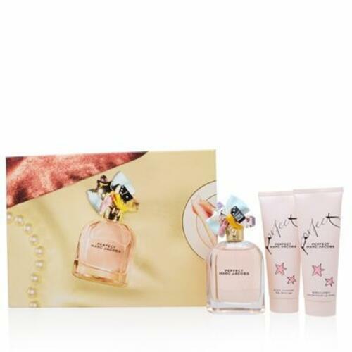 Marc Jacobs Perfect for Women 3-Piece Set 3.3 Oz Eau De Parfum Spray + 2.5 Body Lotion + 2.5 Oz Shower Gel