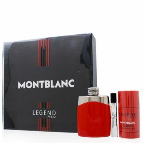 Mont Blanc Legend Red 3- Piece Set for Men, (3.4 Oz Eau De Parfum Intense Spray + 2.5 Oz Deodorant Stick + 0.25 Oz Eau De Parfum Spray)