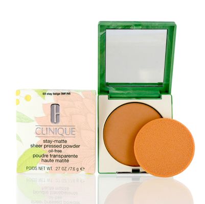 Clinique Stay-Matte Sheer Pressed Powder For Oily Skin Types | Sheer Coverage + Matte Finish | Minimizes Shine, Stay Beige