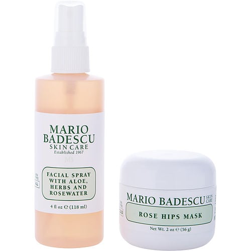 Mario Badescu by Mario Badescu Rose Mask & Mist Duo Set: Facial Spray With Aloe, Herbs And Rosewater 4oz + Rose Hips Mask 2oz  --2pcs