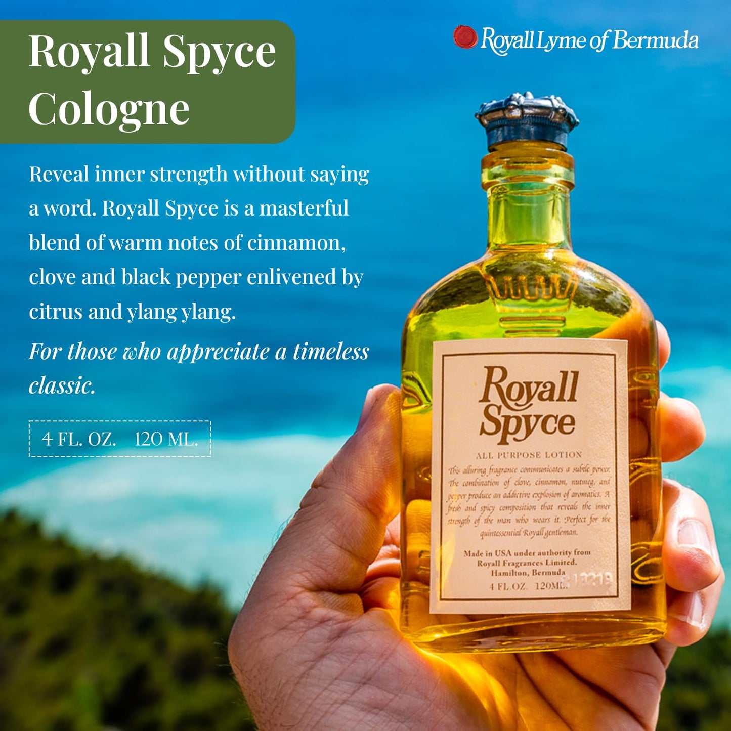 ROYALL SPYCE, Men's Heritage Cologne, Warm Spiced Fragrance – 4 oz Spray/Splash
