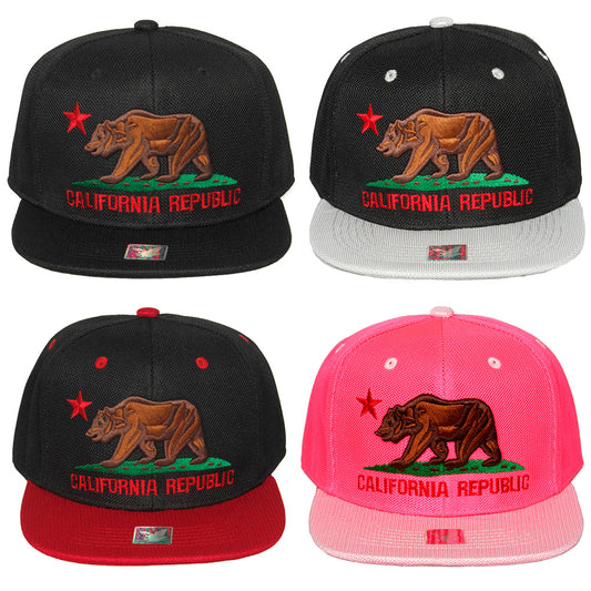 Ace Cap Inc. Men's California Republic Embroidered Bear Mesh Hat Cap