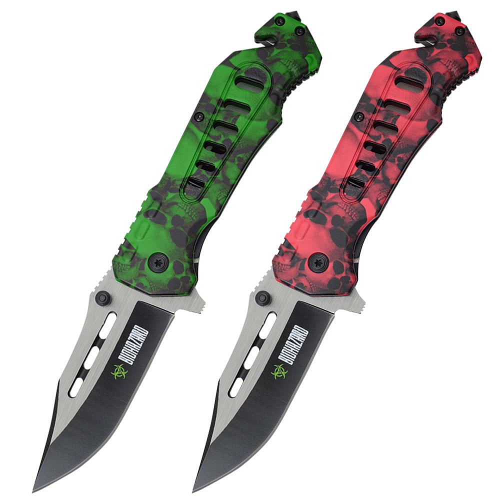 BIOHAZARD 4.5” Closed Zombie Hunter Assisted Spring Pocked Knife Blade