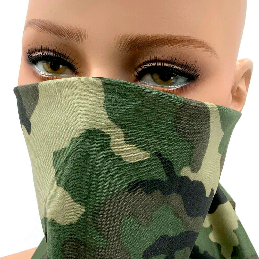 Bandana Face Cover Military Camouflage Print  Cotton Head Wrap Face Mask