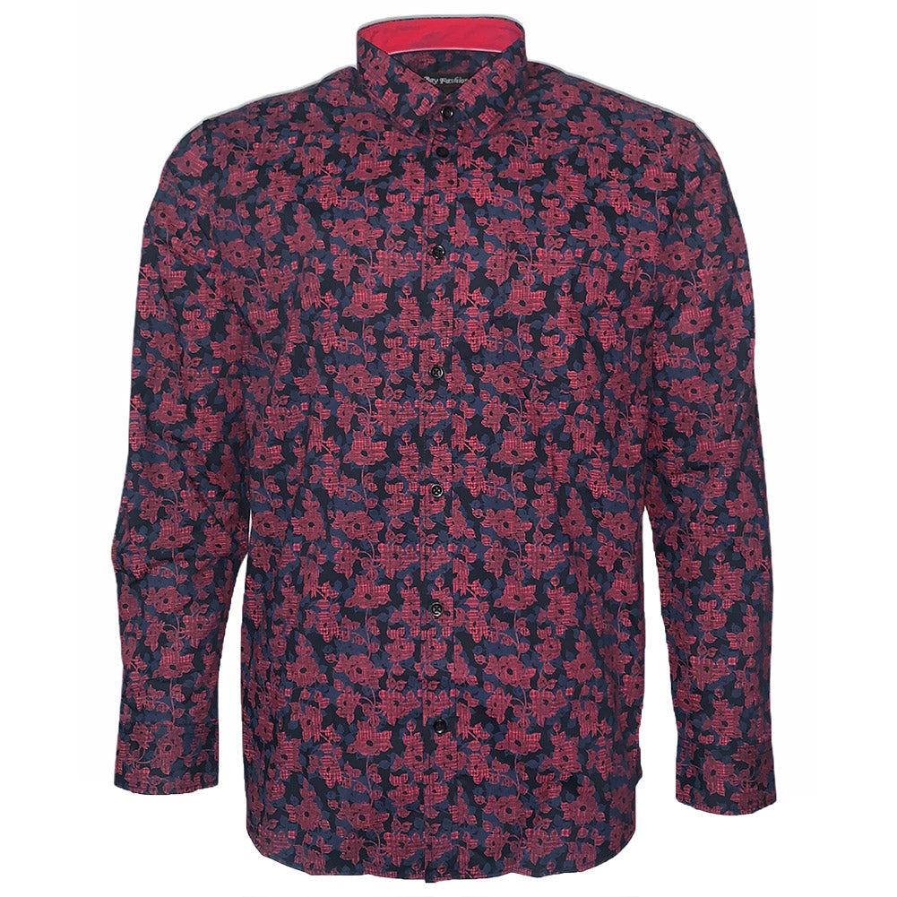 Navy Burgundy Flower