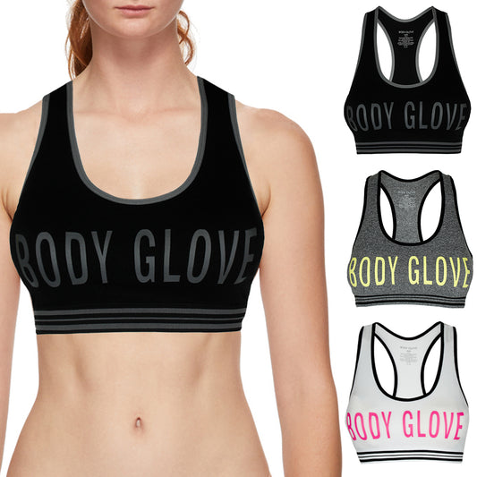 Body Glove Women's Seamless Padded Racerback Graphic Print Active Sports Bra
