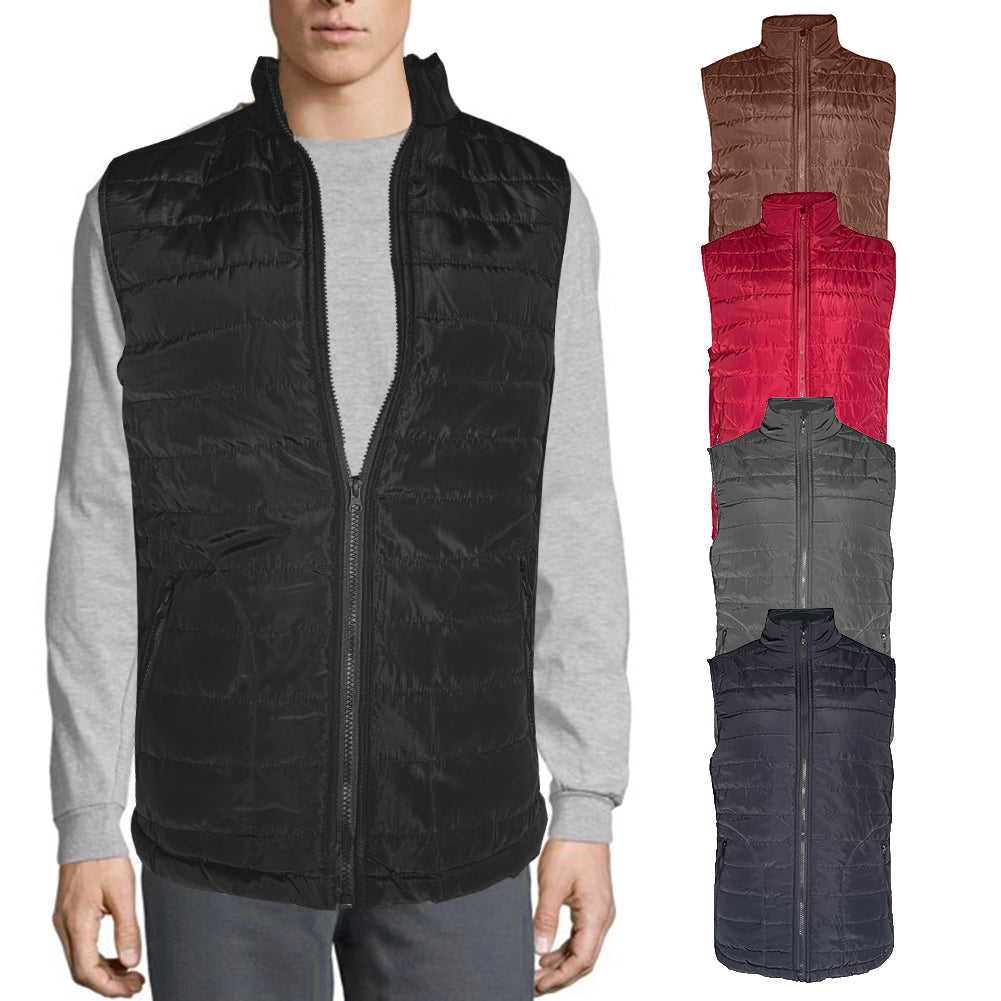 Men's Vest Full Zip Puffer Lightweight Polyester Winter Quilted Jacket Top