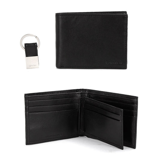 Calvin Klein Men's  79220 RFID Leather Bookfold Wallet and Key Fox Gift Box Set