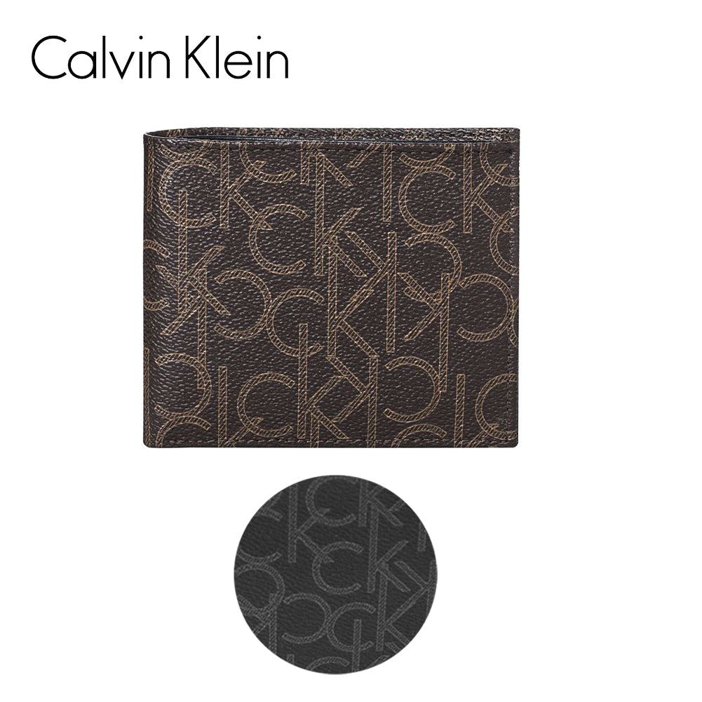 Calvin Klein Men's CK Signature Leather RFID Protection Billfold with Coin Case
