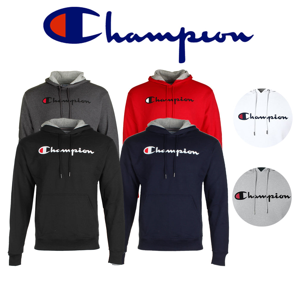 Champion Men's Pullover Hoodie Long Sleeve Powerblend Script Logo Sweatshirt