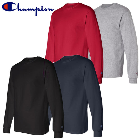 Champion Men's CC8C Long Sleeve Tagless Cotton Gym Workout T-Shirt
