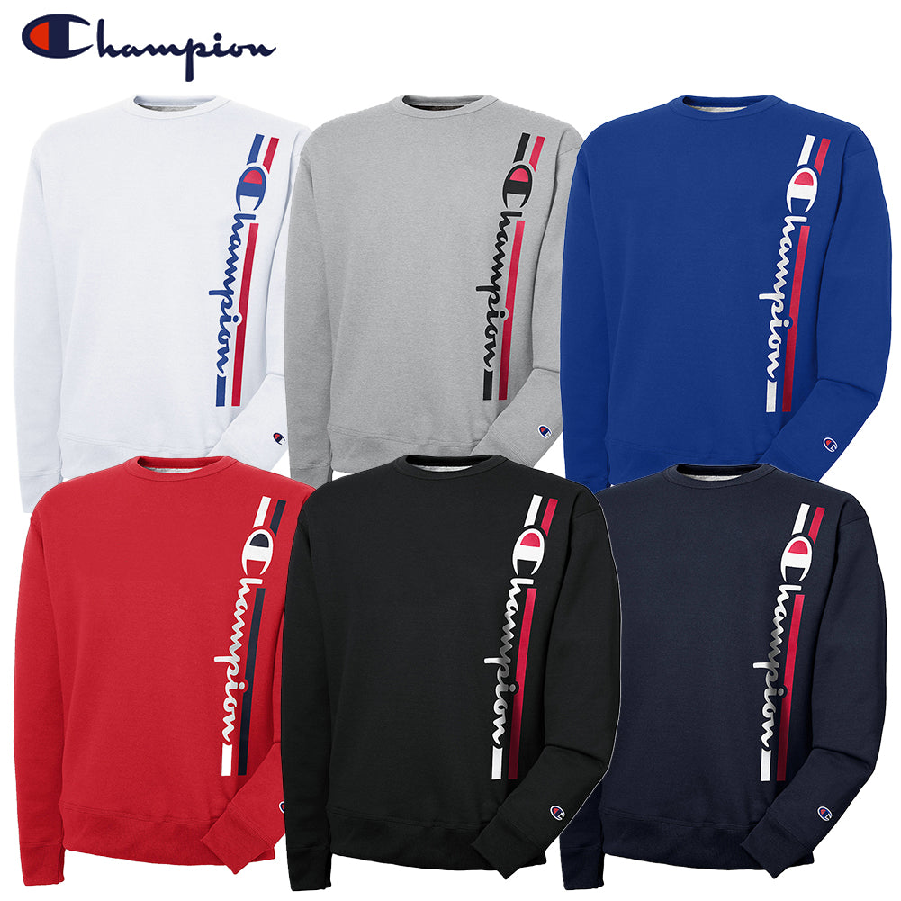 Champion Men's GF88H-Y07973 Powerblend Fleece Vertical Script Logo Sweatshirt