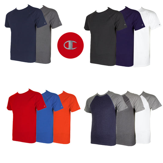 Champion Men's Short Raglan Sleeve Crew Neck Athletic T-Shirt