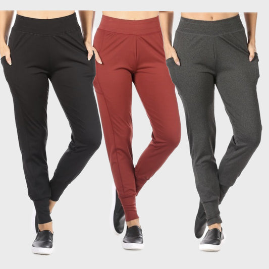 Women's Joggers Pants High Waisted Side Pockets Cuffed Hem Casual Track Pants
