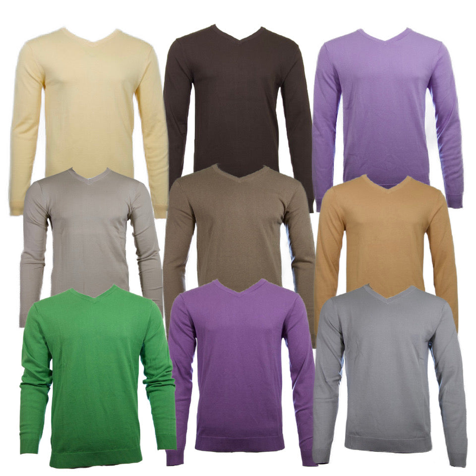 Daniel K Men's Sweatshirt V-Neck Long Sleeve Pullover Knit Rib Cuff Sweatshirt