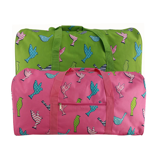 DBFL Light Weight Exterior Compartment Shoulder Strap Bird Printed Duffel Bag