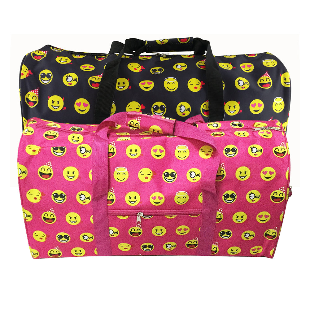 DBFL Light Weight Exterior Compartment Shoulder Emoji Printed Duffel Bag