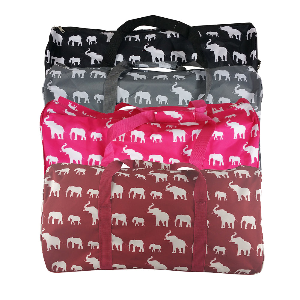 DBFL Light Weight Exterior Compartment Shoulder Elephant Printed Duffel Bag