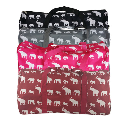 DBFL Light Weight Exterior Compartment Shoulder Elephant Printed Duffel Bag