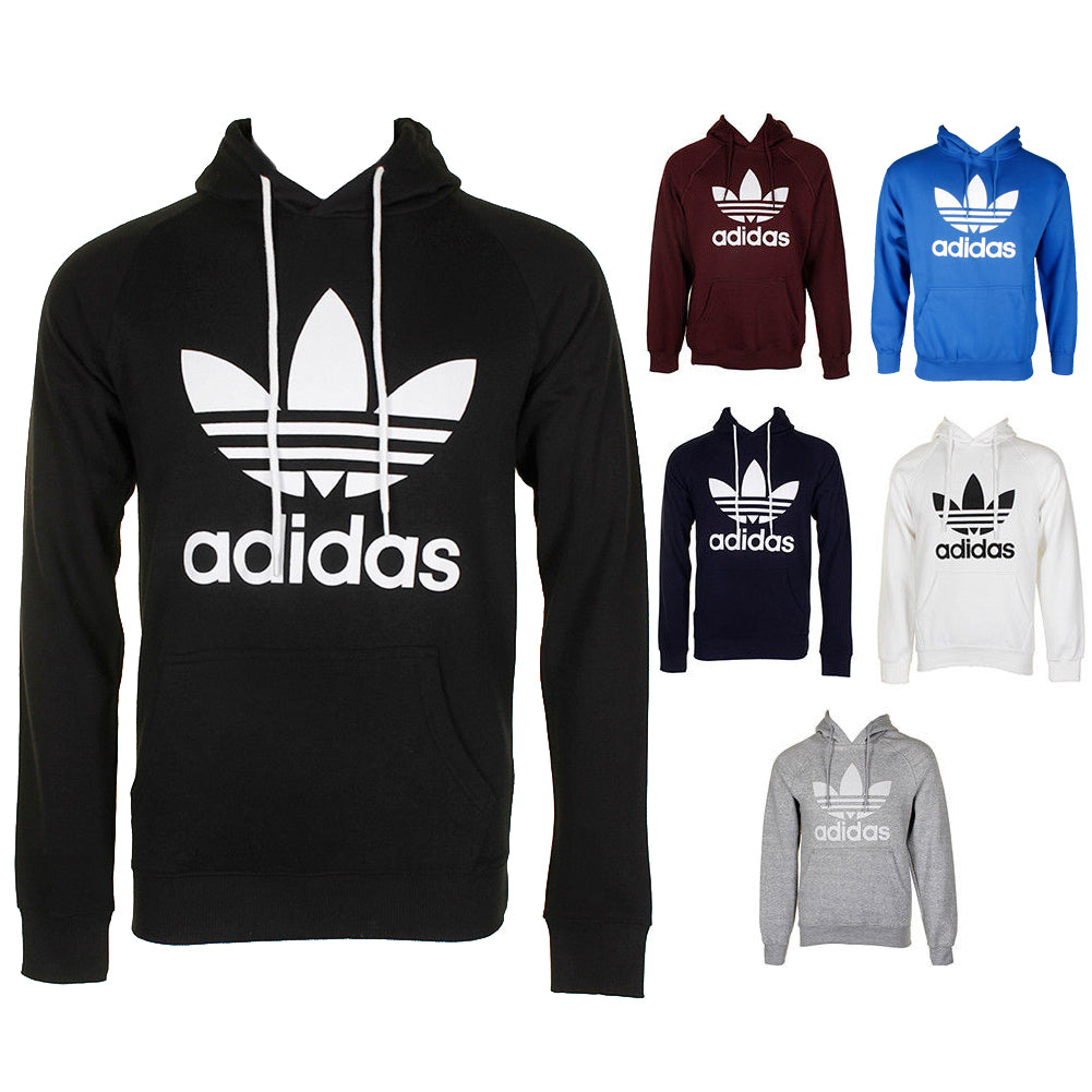 Adidas Men's Trefoil Logo Graphic Pouch Pocket Pullover Hoodie