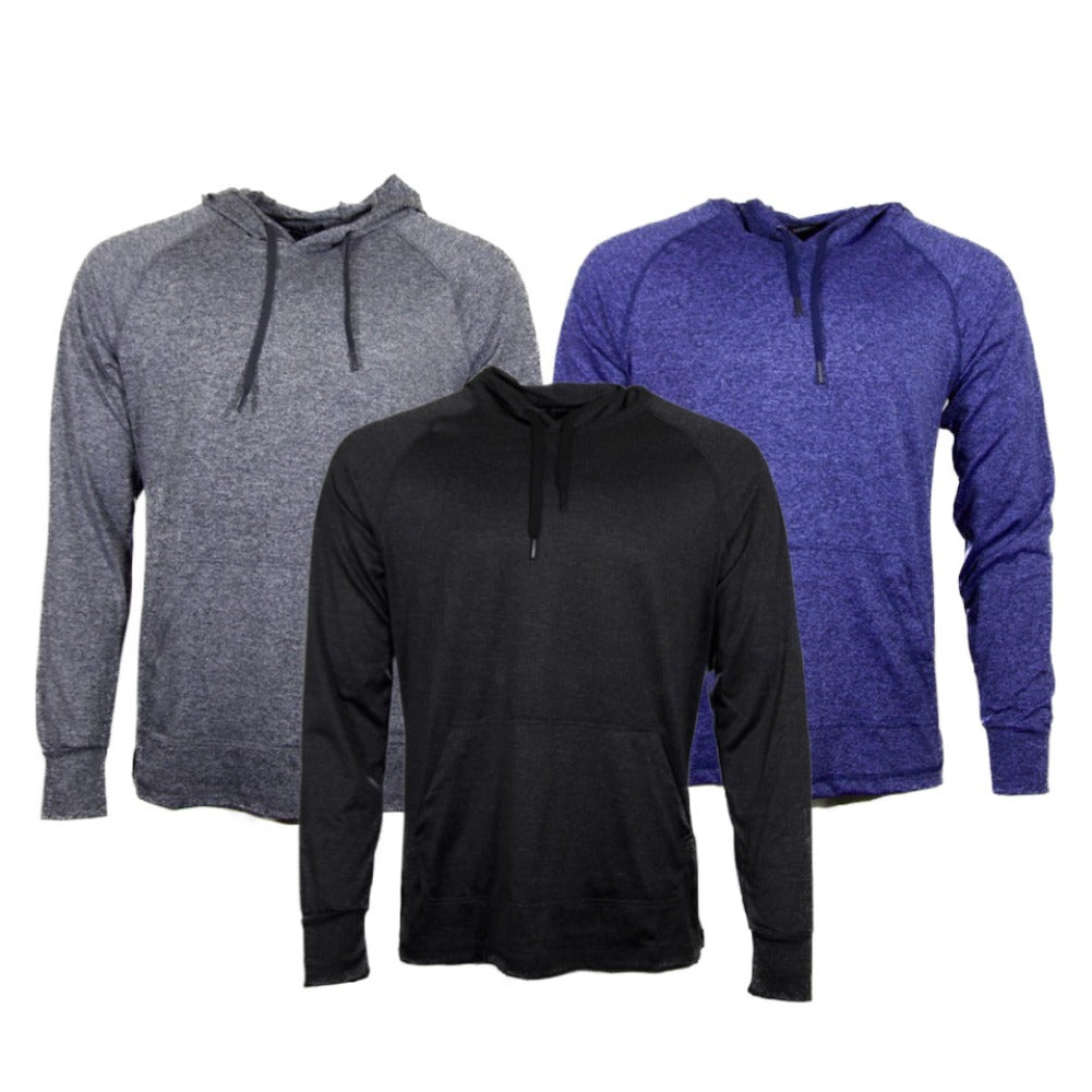 Men's Dri-Fit Hoodie Moisture Wicking Athletic Gym Pullover Long Sleeve Sweater