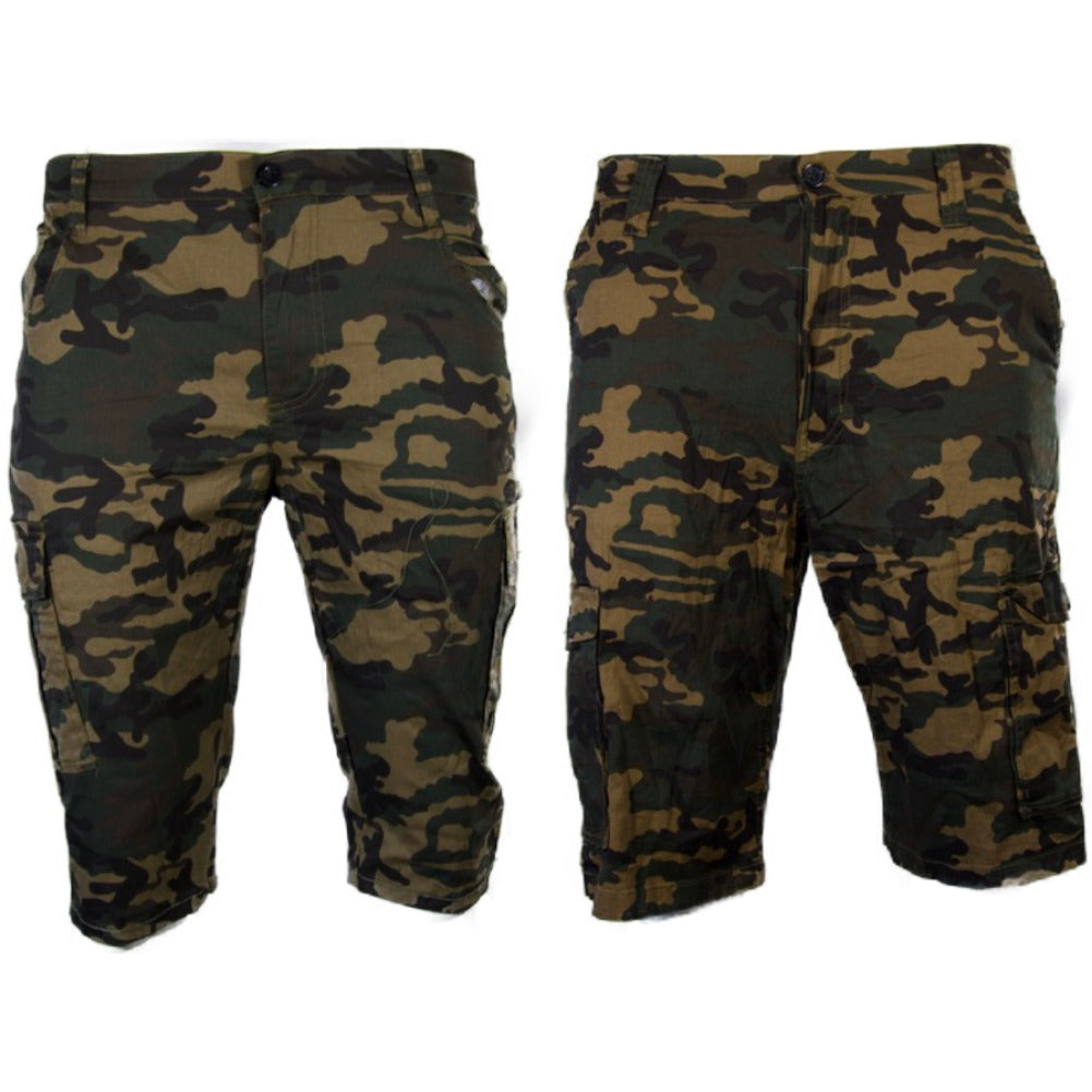 Men's Cargo Shorts Belted Casual Camouflage Multi Pocket Lightweight Bottoms