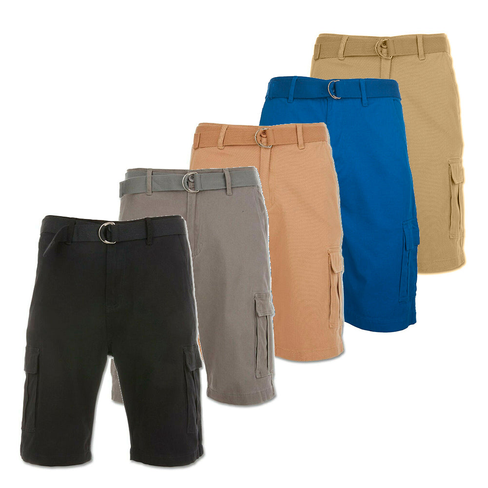 Men's Cargo Shorts Casual Utility Cargo Pocket Lightweight Belted Stretch Shorts