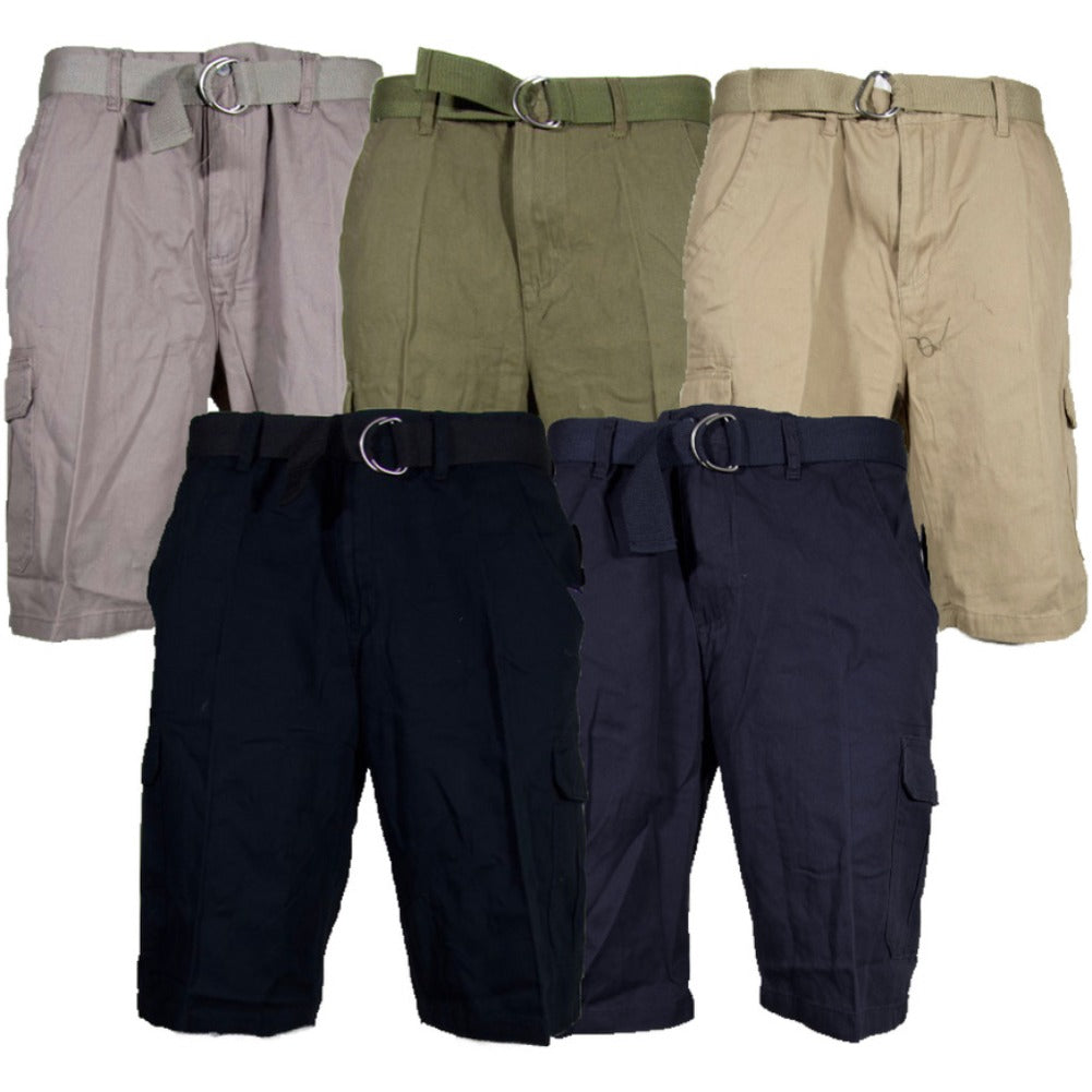 Men's Shorts Belted Adjustable Cargo Casual Lightweight Multi Pocket Bottoms