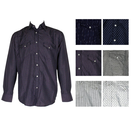 DBFL Liquid West Men's Long Sleeve Western Snap Front Printed Shirt