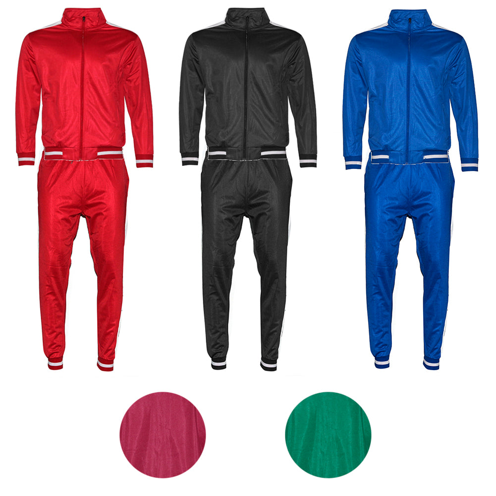 Mens Athletic Tracksuit Set Gym 2-Piece Zip Up Jacket Jogger Pants
